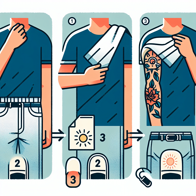 a tattoo being shielded from the sun with loose clothing