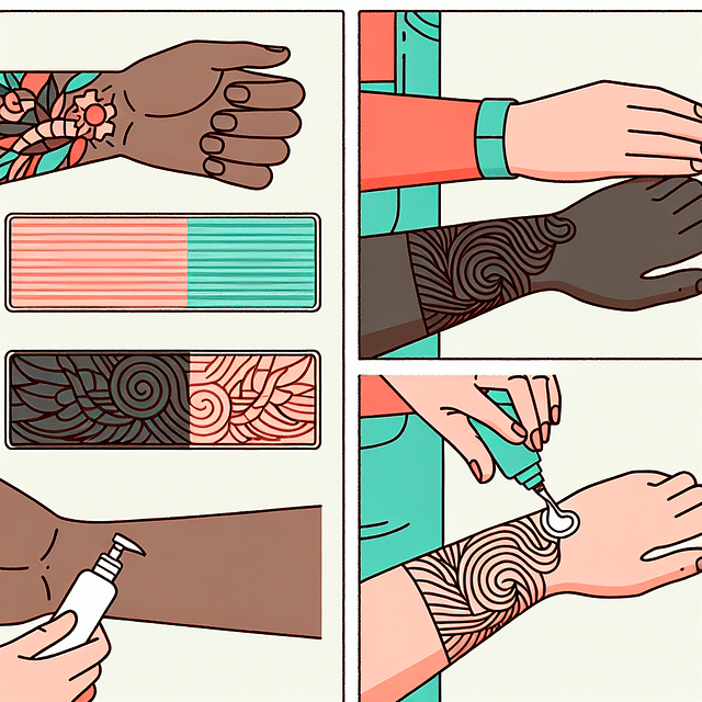 applying a thin layer of moisturizer on a new tattoo