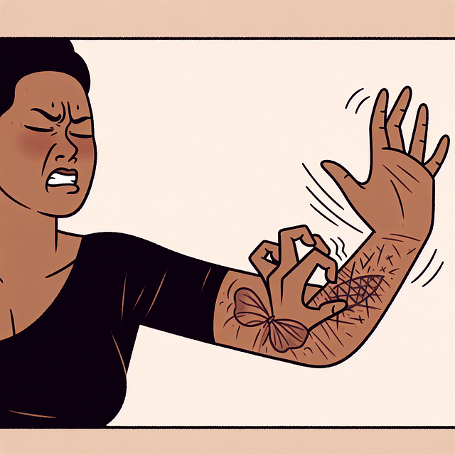 a person resisting the urge to scratch a healing tattoo