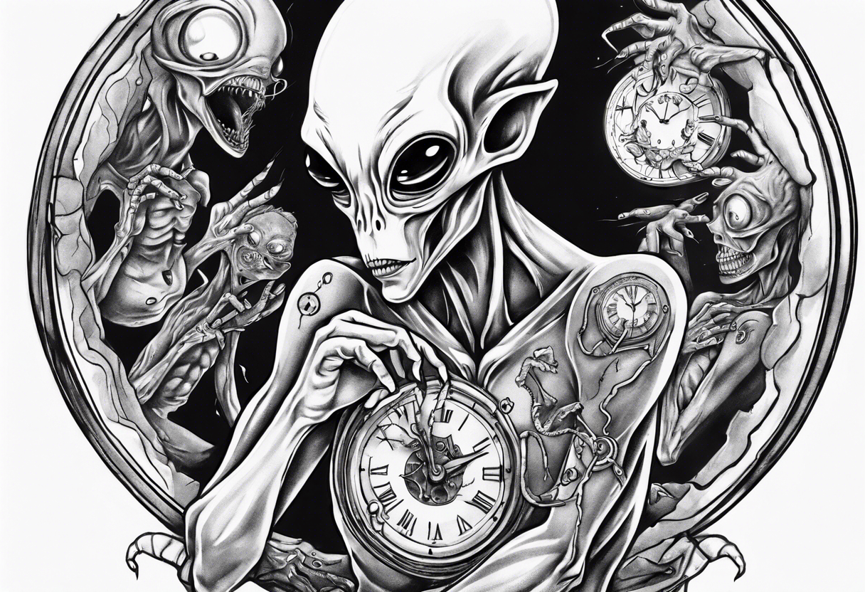 Alien Biomechanical Tattoo