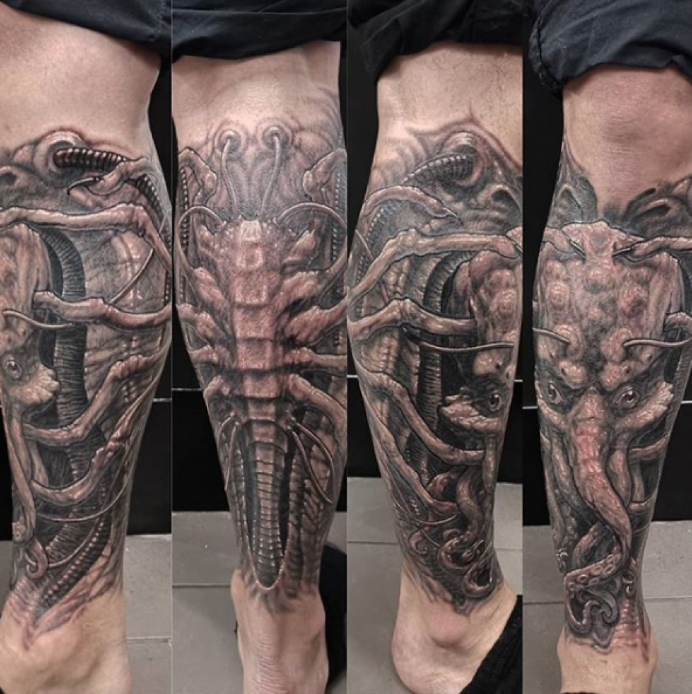 Horror Biomechanical Tattoo