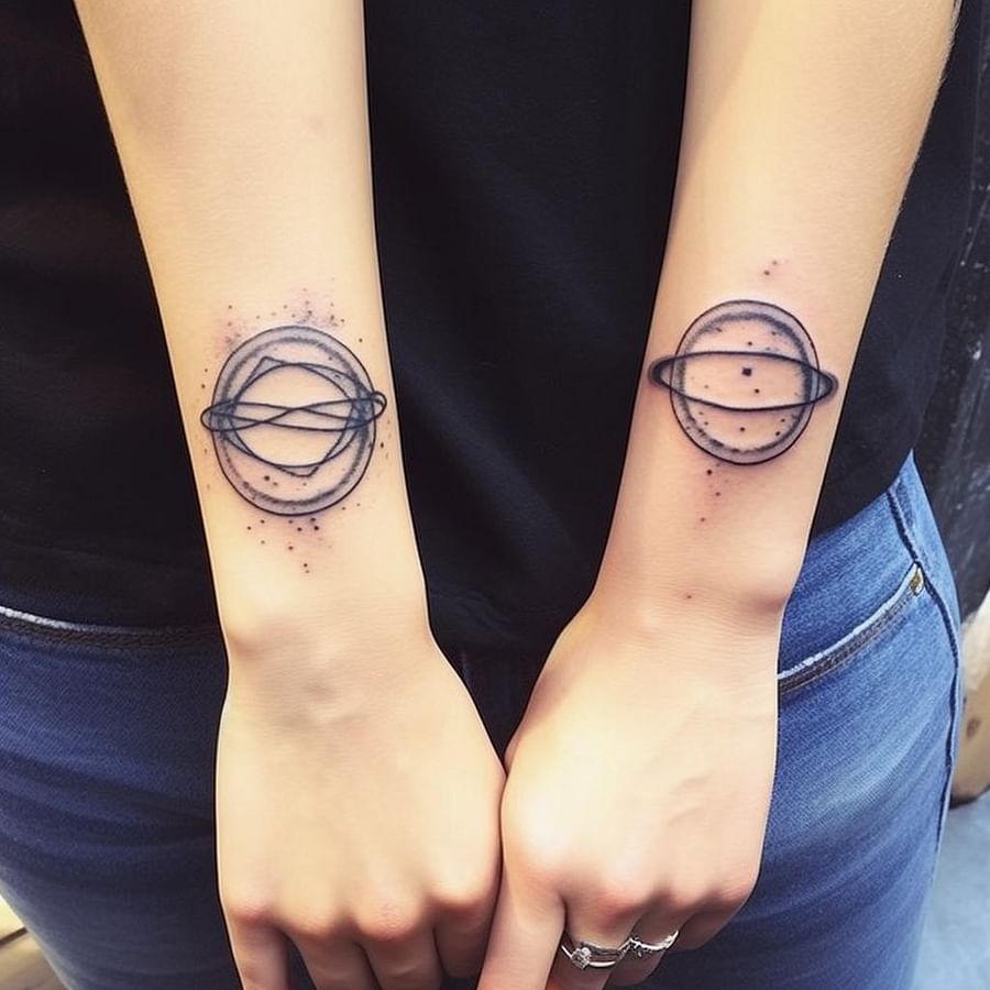 Matching infinity symbol tattoos representing a strong connection