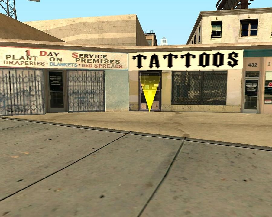 A map showing the locations of local tattoo shops in a city