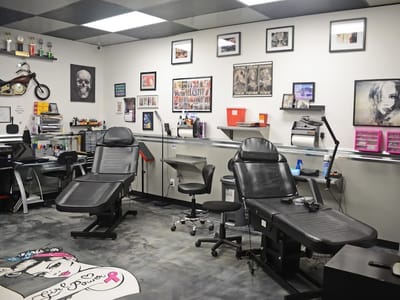 Bam's Chop Shop Full service: Tattoo Studio , Beaty/Barbering shop, Permenant makeup artist, piercings