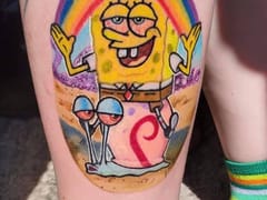 Purple orchid tattoo and piercing