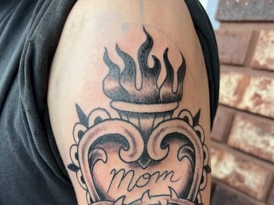 Wolf and Flame Tattoo